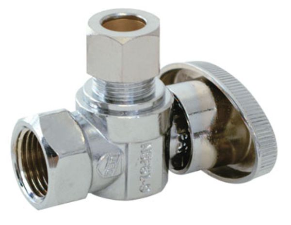 Chrome Iron Pipe Inlet - 1/4 Turn Stop Valve