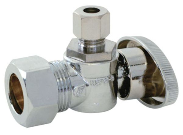 Chrome Compression Inlet - 1/4 Turn Stop Valve