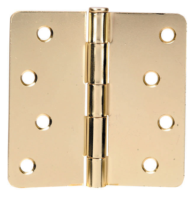 4  x 4  Bright Brass Round Corner Door Hinge