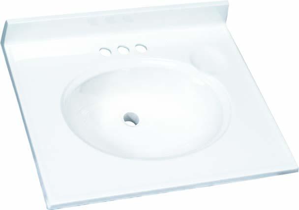 25WX19D SOLID WHITE VANITY TOP