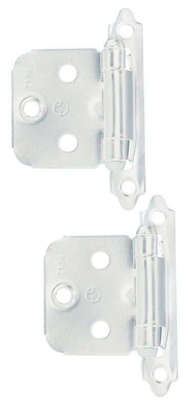 Self-Closing 2-1/4  x 1-7/8  x 3/4  White Cabinet Hinge