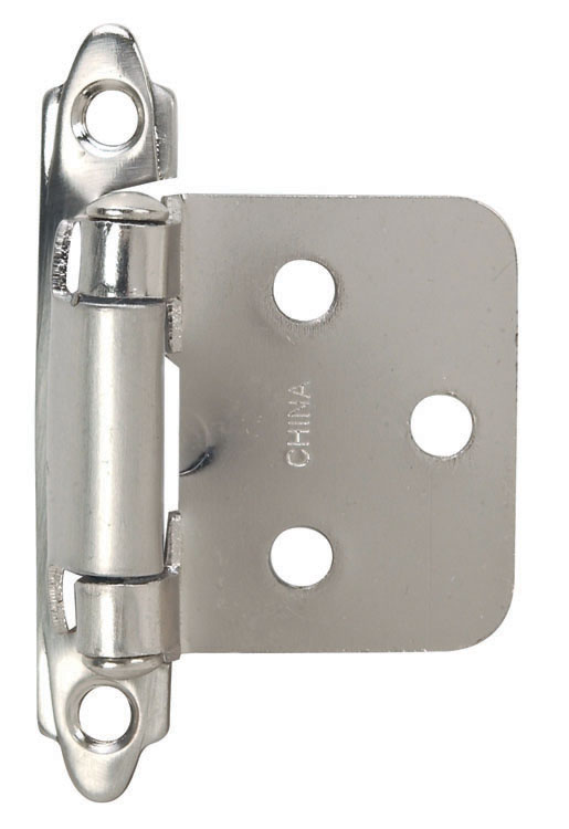 2-3/4  x 1-7/8  x 3/4  Satin Nickel Self-Closing Flush/Overlay Cabinet Hinge