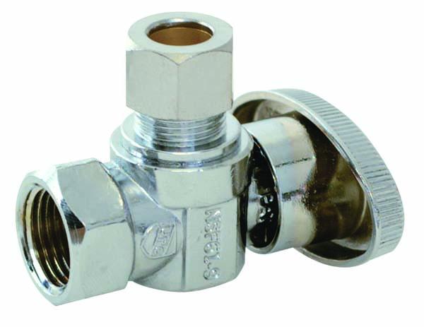Chrome Iron Pipe Inlet - 1/4 Turn Stop Valve