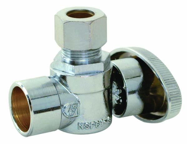 Chrome Sweat Inlet - 1/4 Turn Stop Valve