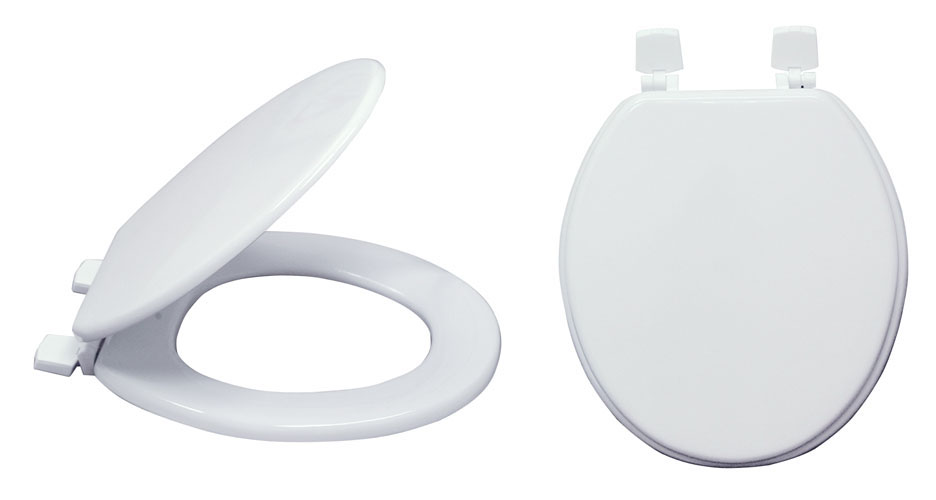 TOILET SEAT WOOD ROUND WHITE