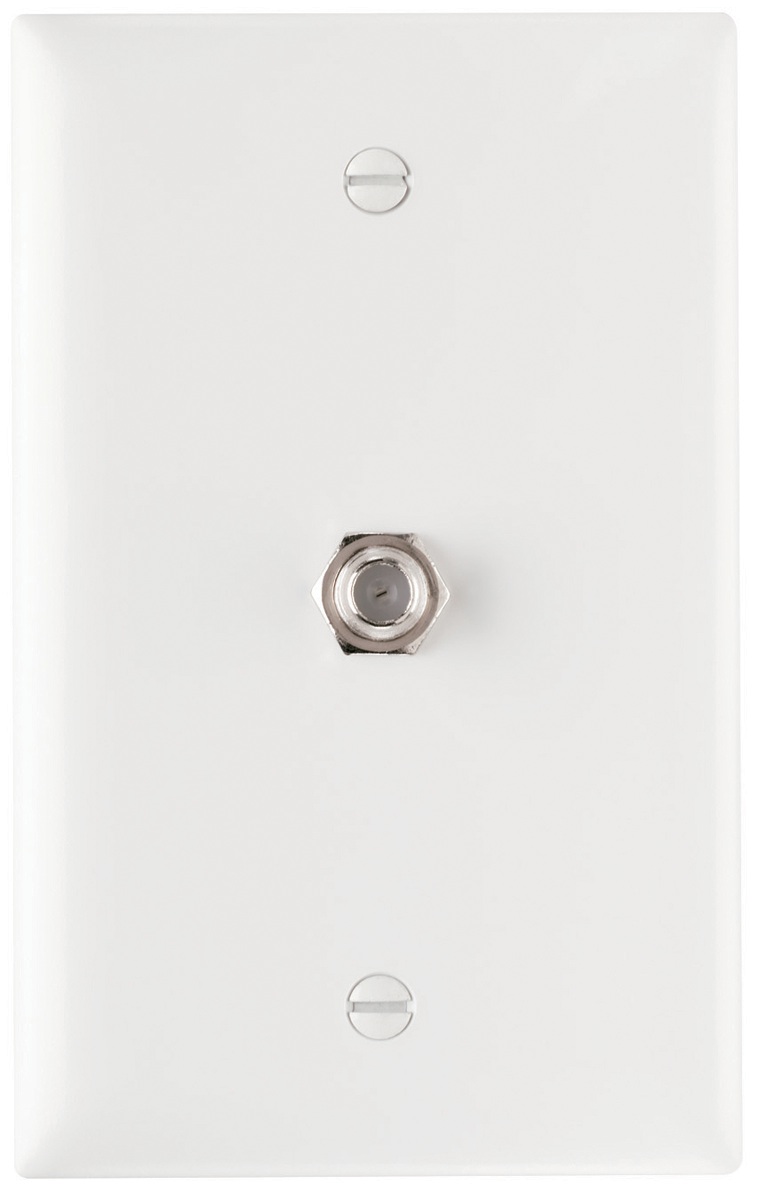 White Coaxial Cable Wall Outlet